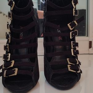 Black and gold Sandals